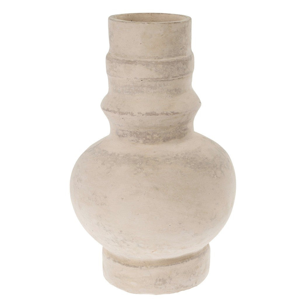 Merida Paper Mache Vase: With a chalky, limewash-like finish and rounded silhouette. Large 13.5" size