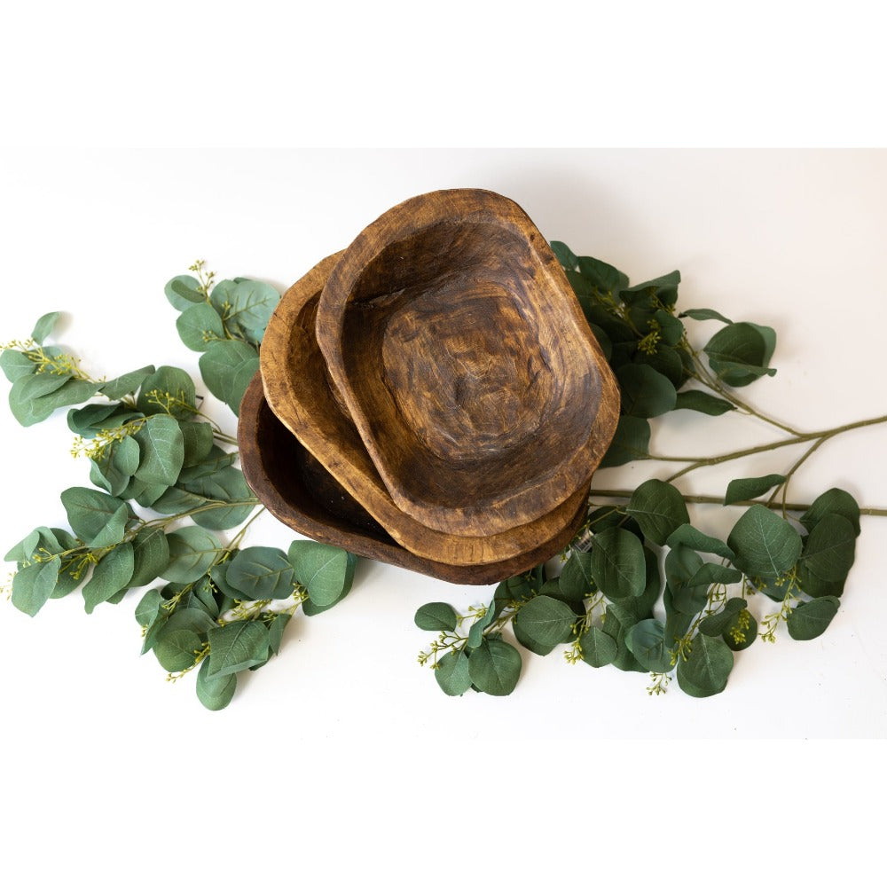 10x6 dough bowl hand-carved and wooden