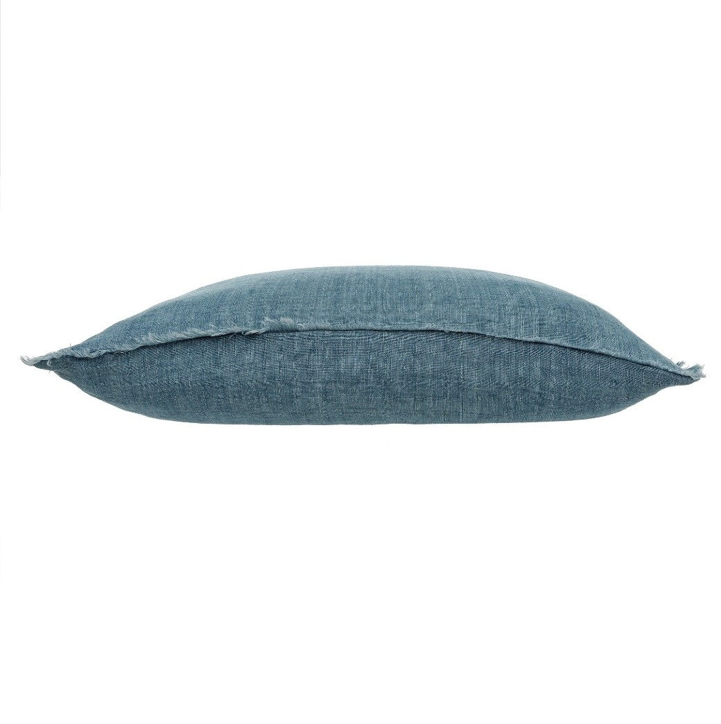 24x24 Lina linen pillow in arctic blue color SKU 1-4385-C side view