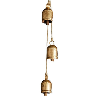 Vintage Hanging Bells: Decorative Christmas bells, vintage & antique look. 3 Small bells on 22" rope