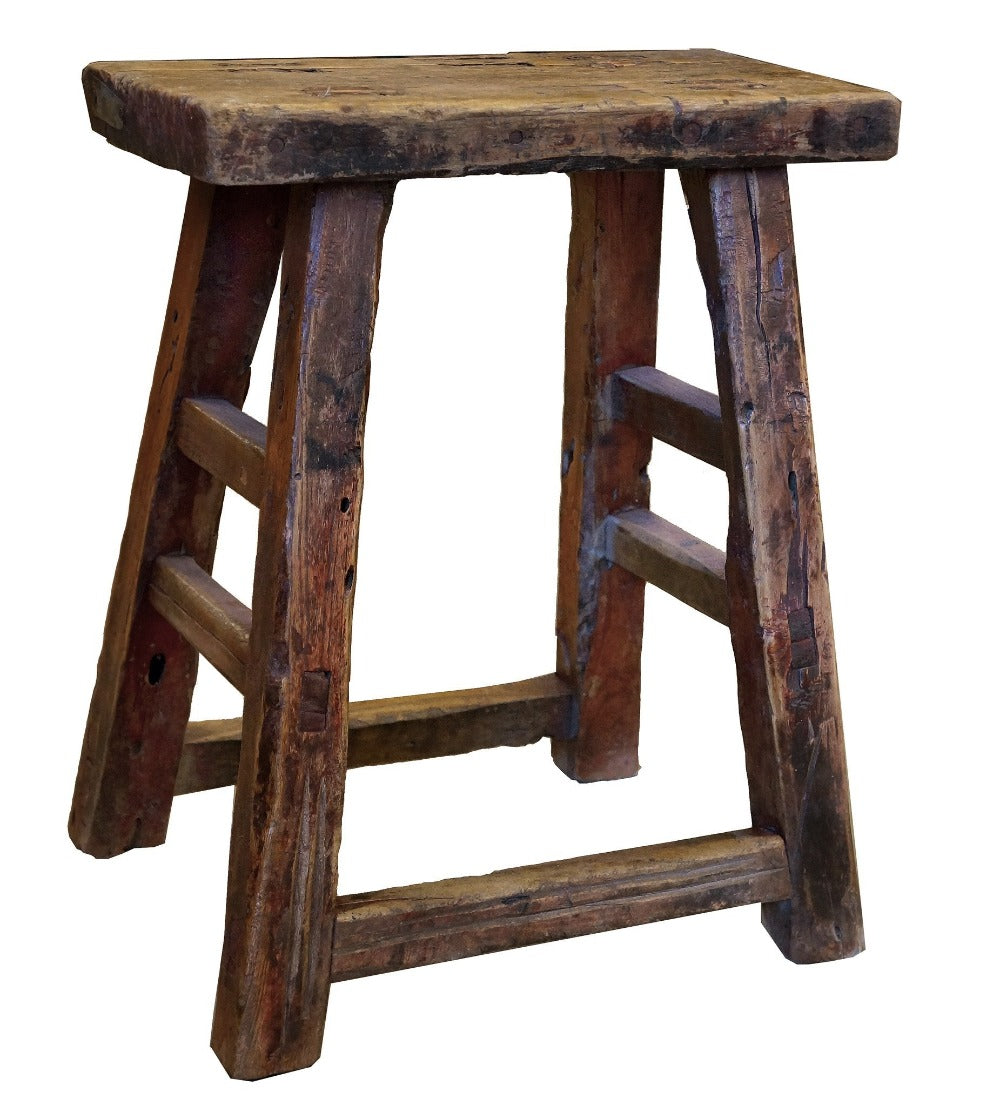 Antique Wooden Decorative Stool - DIMENSIONS: 16"x13"x20"