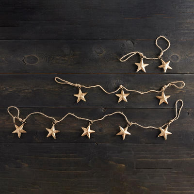 Antiqued Golden Stars on Jute String - 2 star and 3 star ornament available only