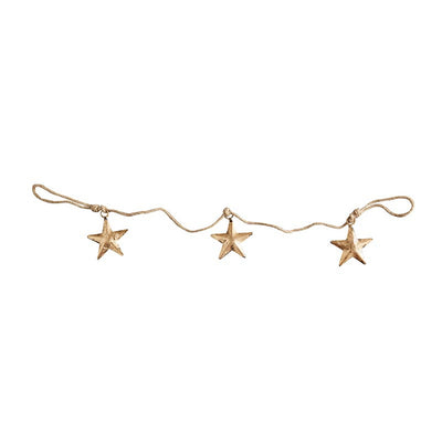 Antiqued Golden Stars on Jute String - 3 star ornament