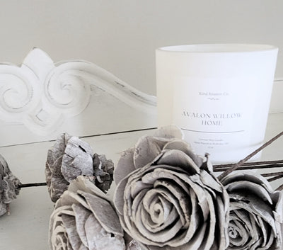 Avalon Willow Home Candle: With Whitewashed Sola Roses