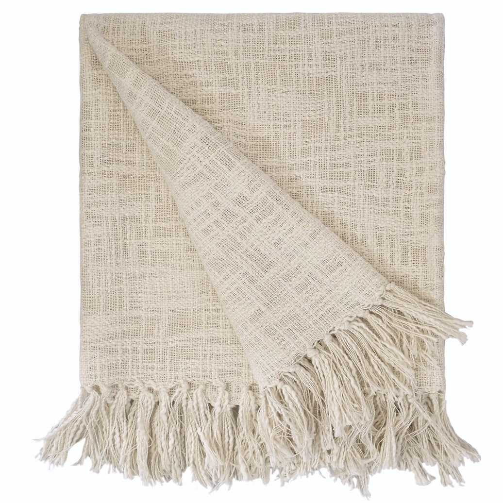 Beige Woven Throw - lightweight throw
