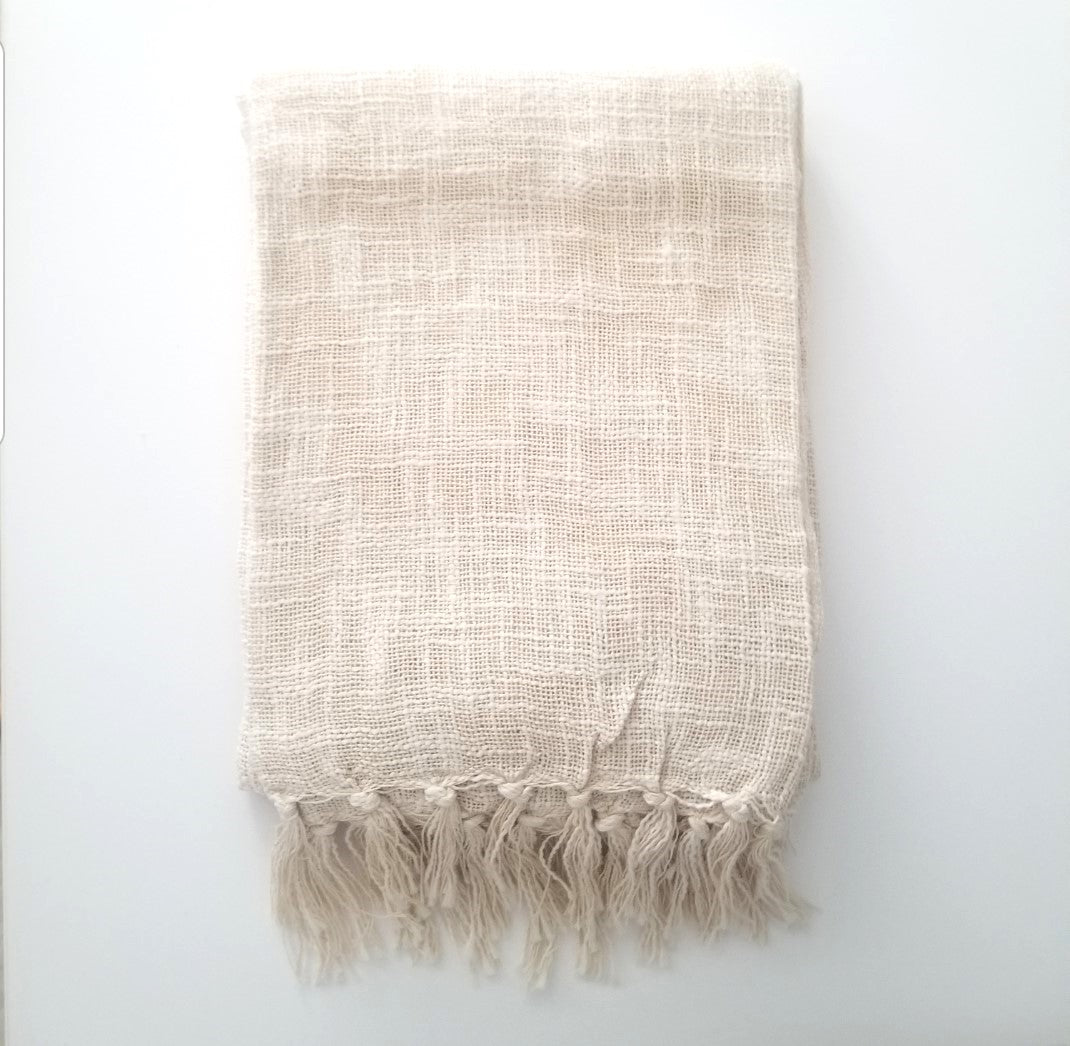 Beige Woven Throw