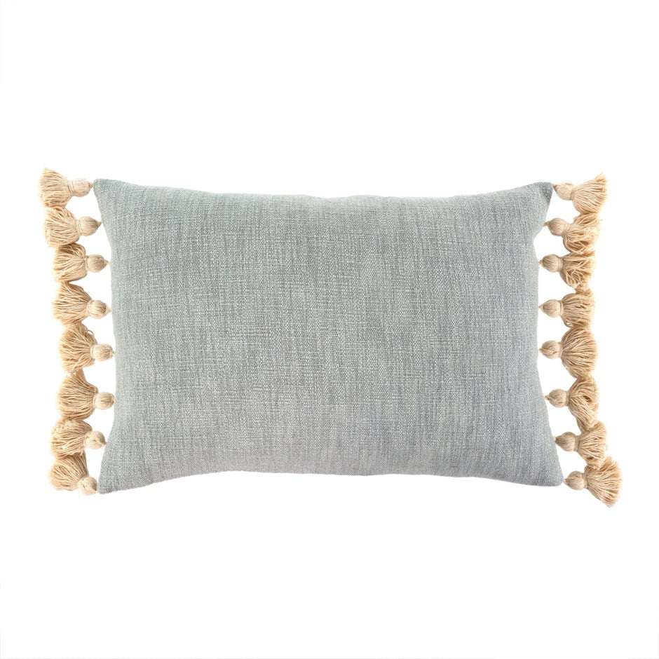 Bora Tassel Pillow - Color: Duck egg blue, Size: 16"x24"