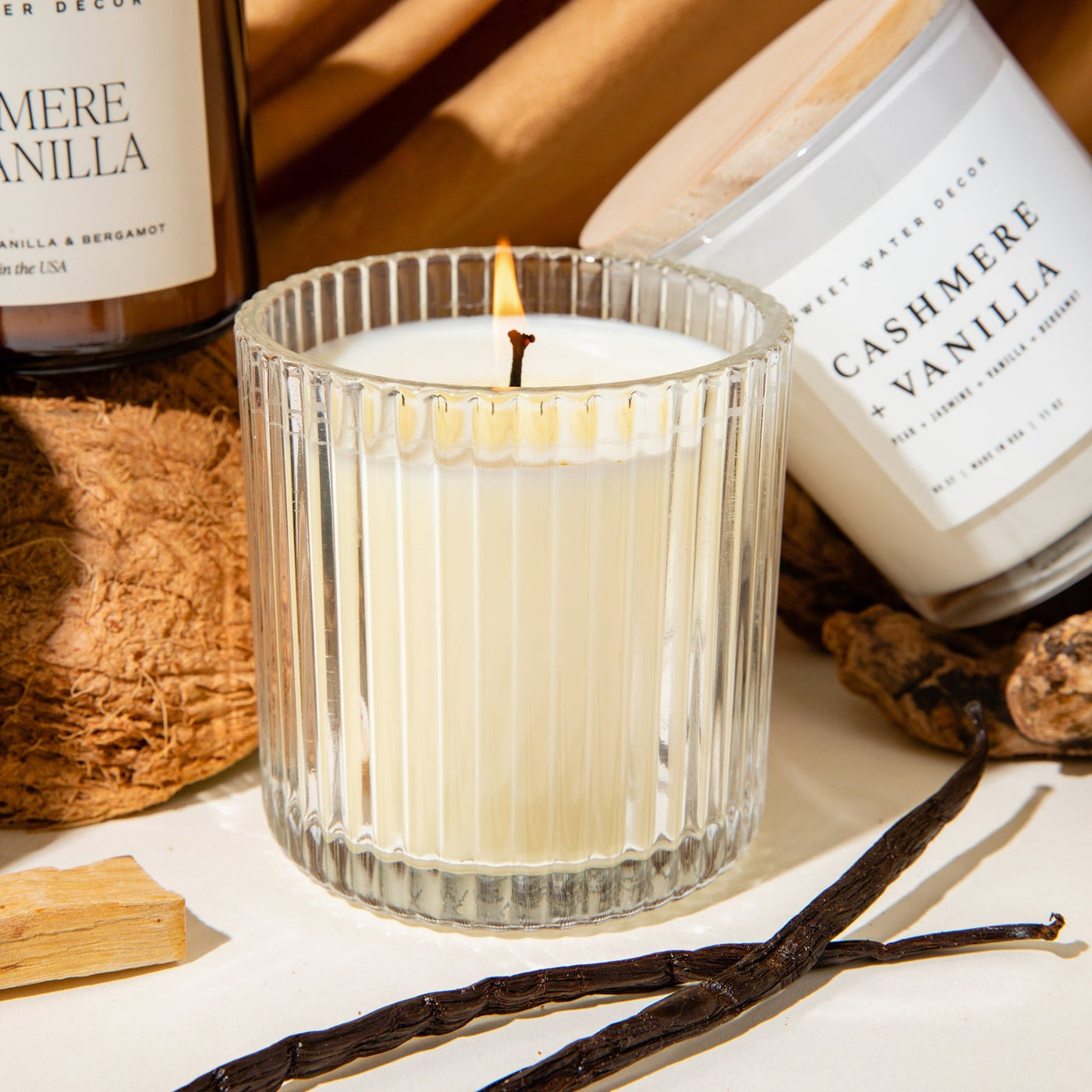 C157R Cashmere & Vanilla Ribbed Soy Candle