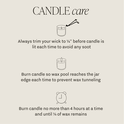 Cashmere and Vanilla Fluted Soy Candle Candle Care instructions