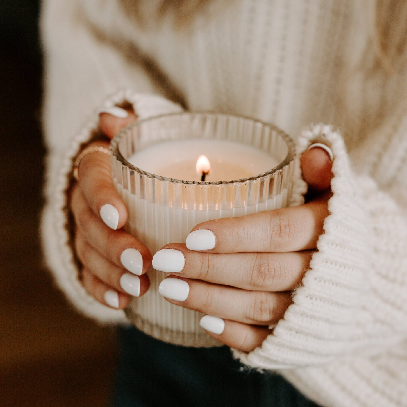 Cashmere and Vanilla Ribbed Fluted Soy Candle