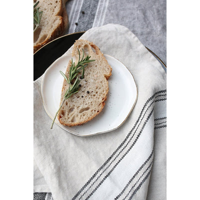 Casa Linen Tea Towel, table setting: Beige with Black and white stripes.