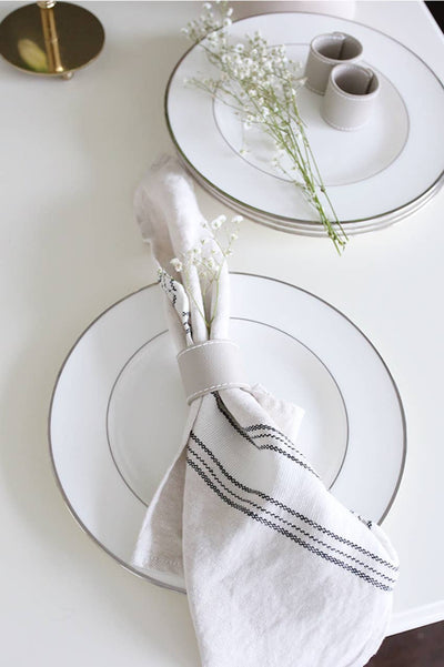 Casa Linen Tea Towel on table- At Avalon Willow Home -SKU: TT.CS.28BWB