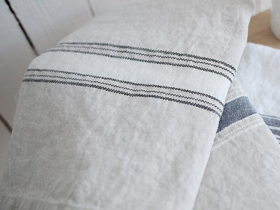 Casa Linen Tea Towel – Handcrafted, Stonewashed European Flax, Farmhouse Stripe Design
