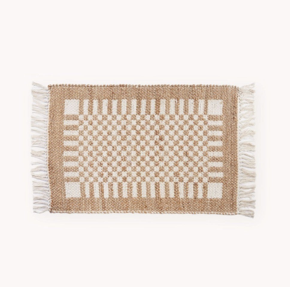 Check Jute Floor Mat