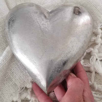 Coffee table decor - Large silver heart