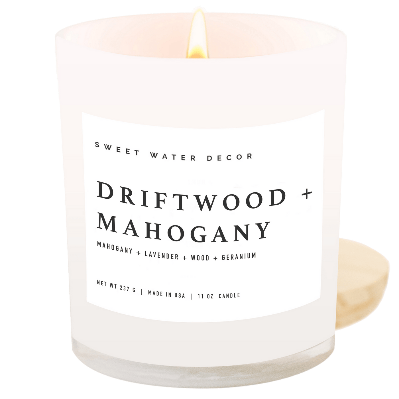 Driftwood & Mahogany Soy Candle 1oz White, Wood lid