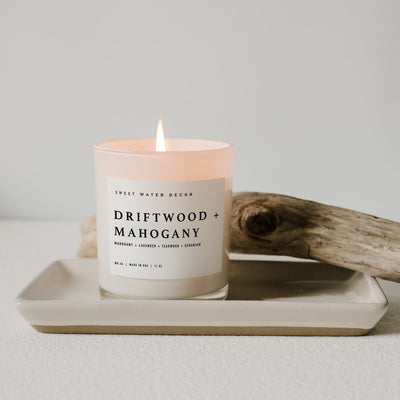 Driftwood & Mahogany Soy Candle 11oz by Sweet Water Decor | Avalon Willow Home