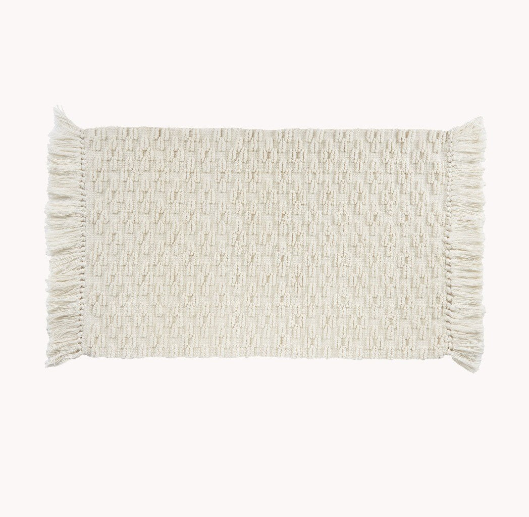 Diamond Cotton Floor Mat off white