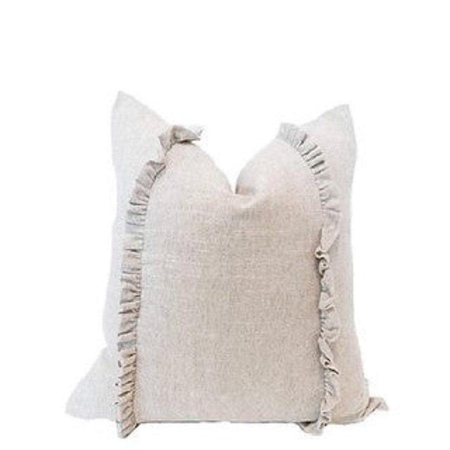 Double ruffle linen pillow