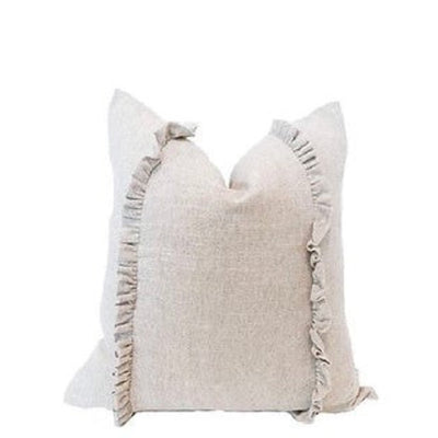 Double ruffle linen pillow
