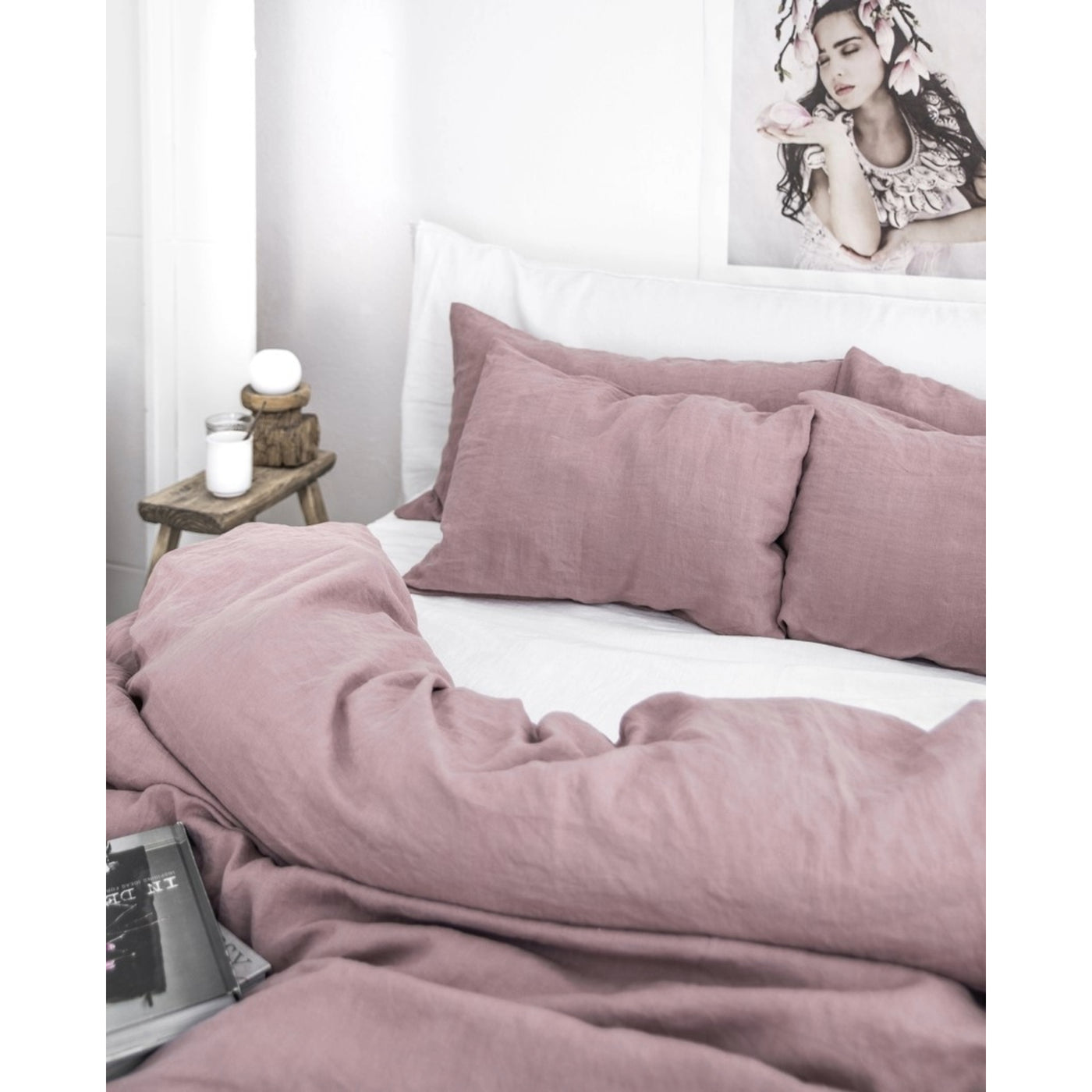 Dust Pink Duvet Cover - Woodrose hue. Made from 100% European flax linen. Magic Linen brand.