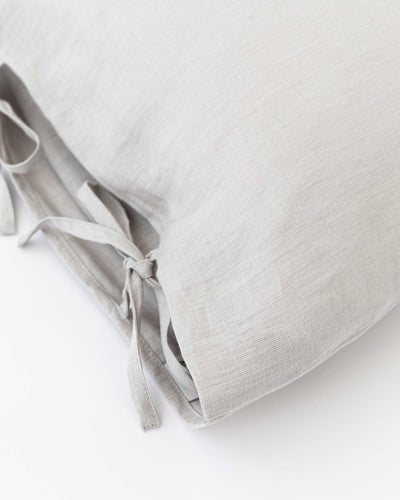 European Linen Pillowcase with Ties, 26x26 - Light Grey