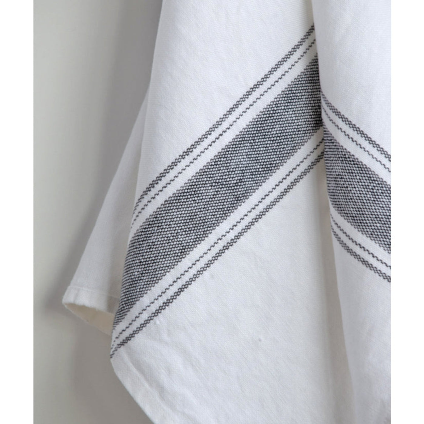 Farmhouse Linen Tea / Guest Towels: Off White with charcoal-grey stripes