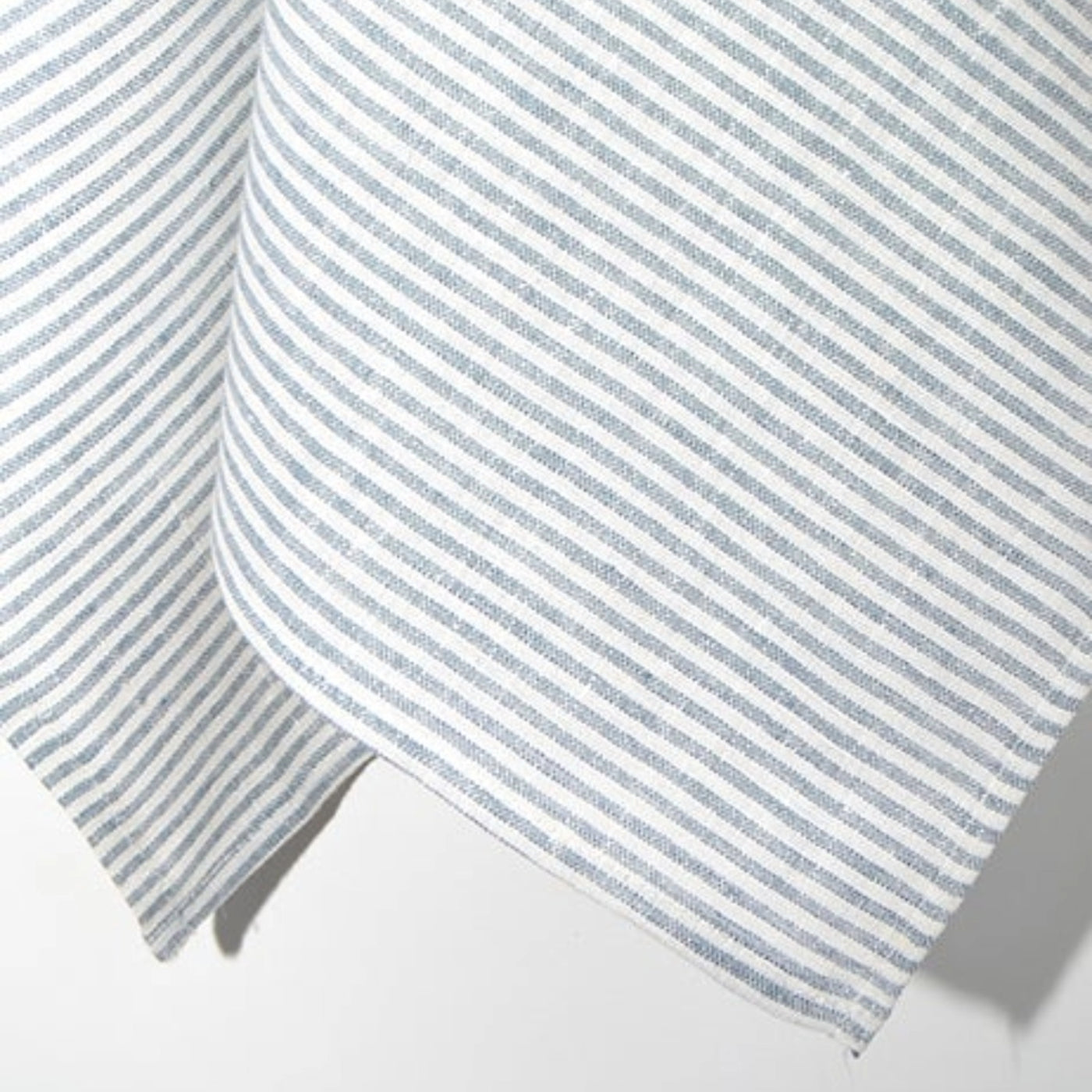 French Striped Linen Tea Towel - closeup of navy blue stipes on off-white towel