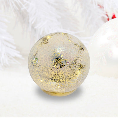 Frosted Christmas Globe - 4" Glass with Led-Lights