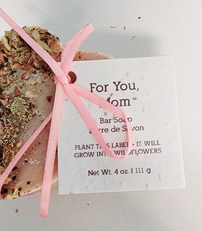 Heart soap bar "For You, Mom" Plantable Label