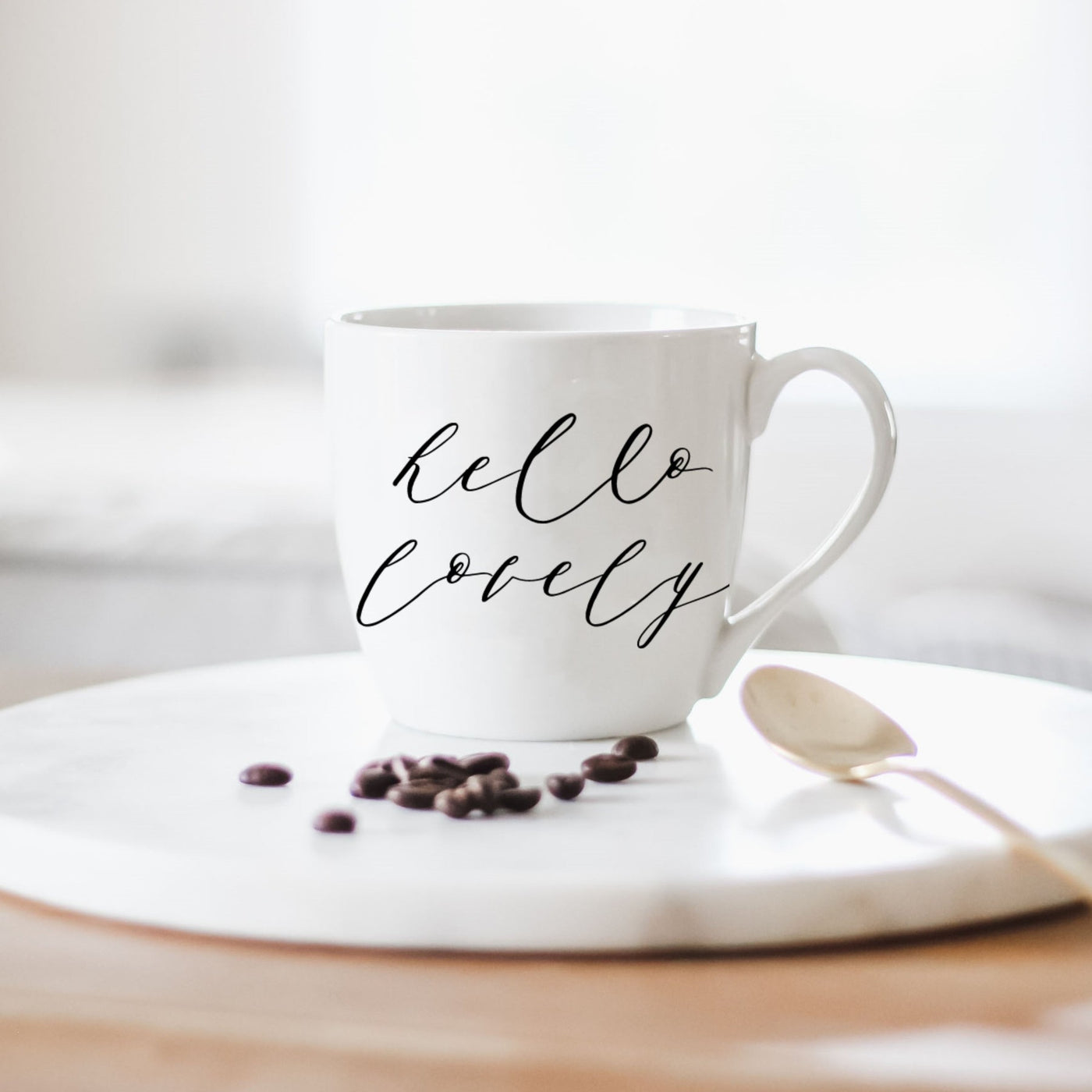 White Mug with black Hello Lovely Script