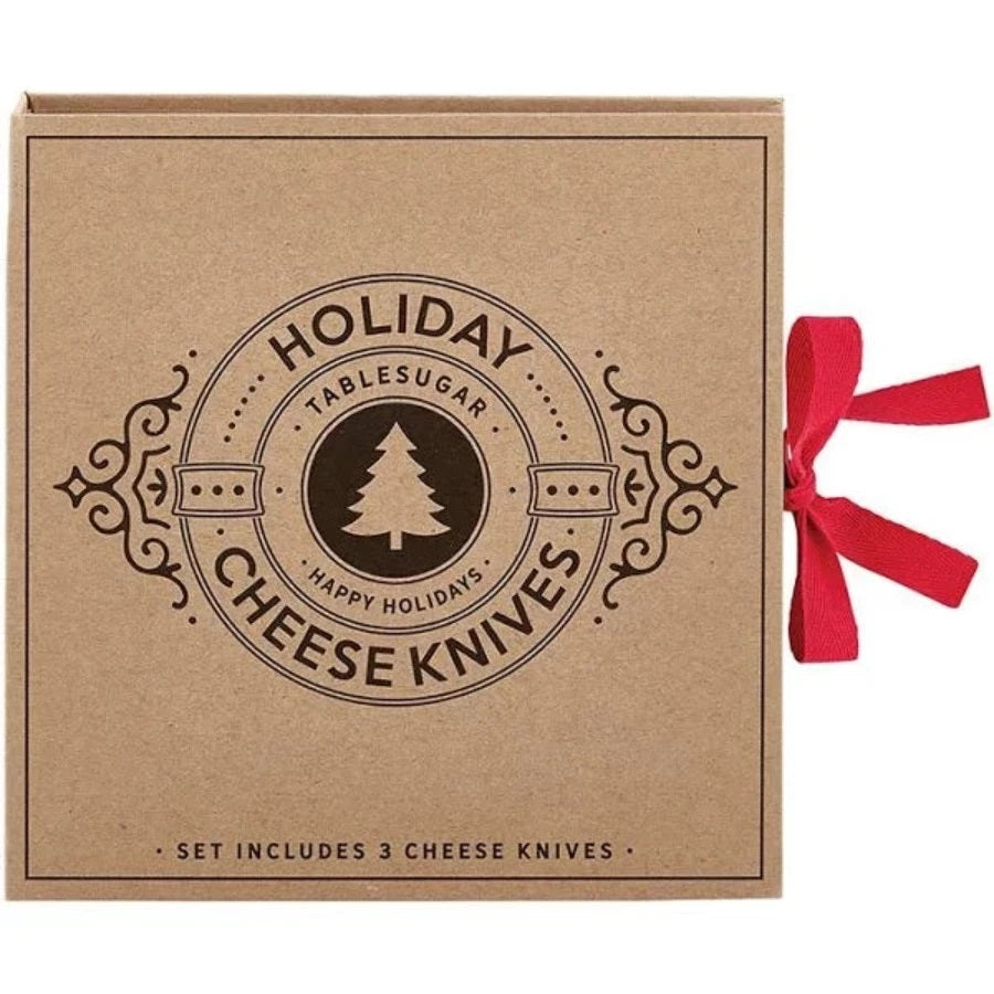 Holiday Wooden Cheese Knives Gift Set