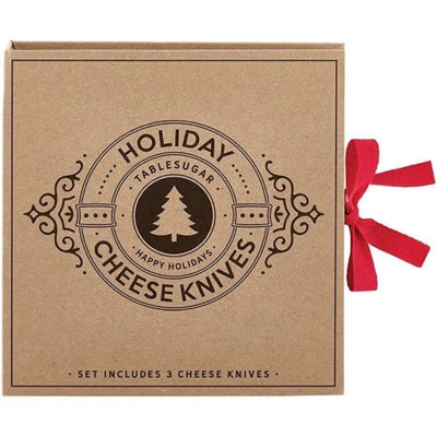 Holiday Wooden Cheese Knives Gift Set