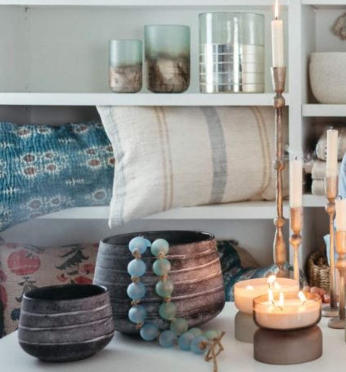 INDABA Revere Candlesticks - Antique Grey
