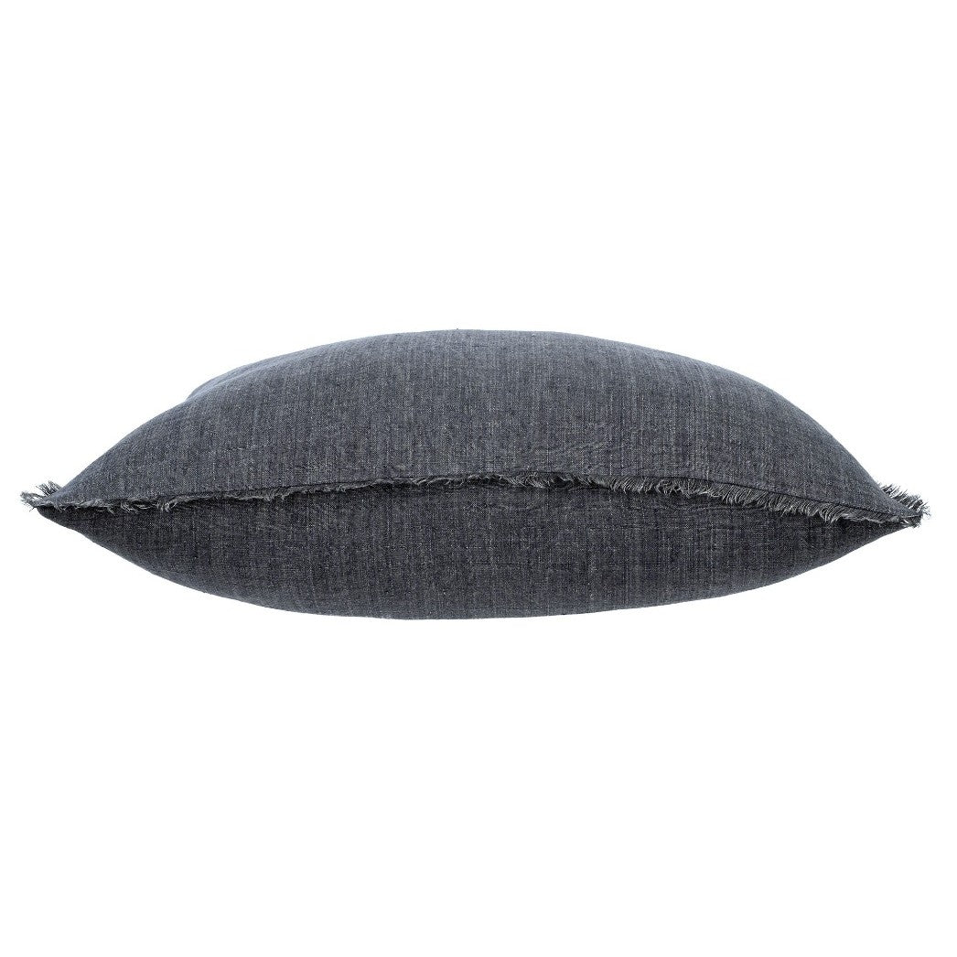 Lina Linen Pillow - color: Coal - Size: 24x24 - Brand: Indaba - side view