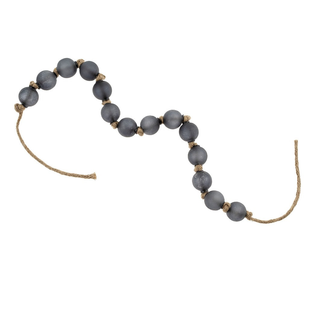 INDABA: Beach Glass Beads with Jute - Color in Frosted Black