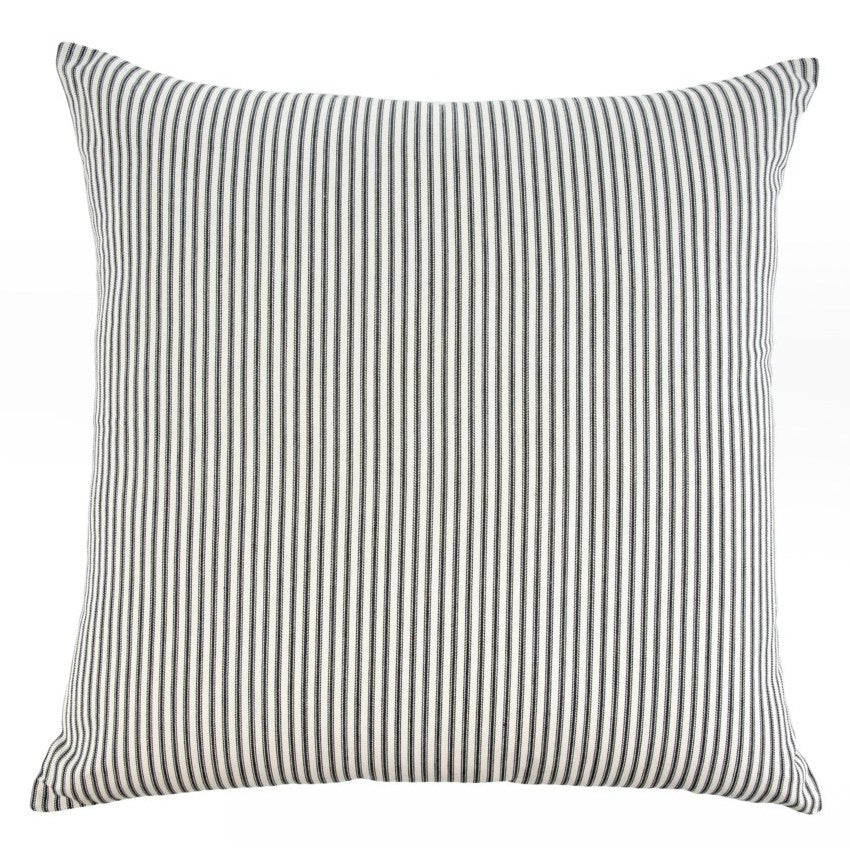 Classic French Ticking Pillow, Black 24"