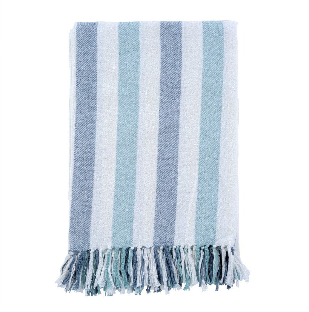 Cabana Stripe Throw Blanket, Blue color - Brand: Indaba SKU: 1-5037