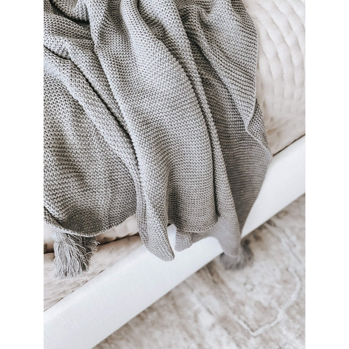 Knit Throw Blanket With Tassels