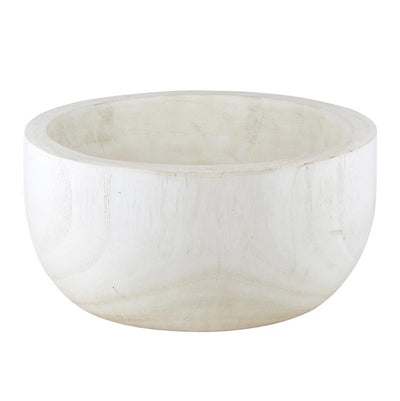 Large Wooden Whitewash Bowl