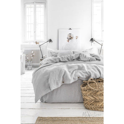 Light Grey Linen Duvet Cover