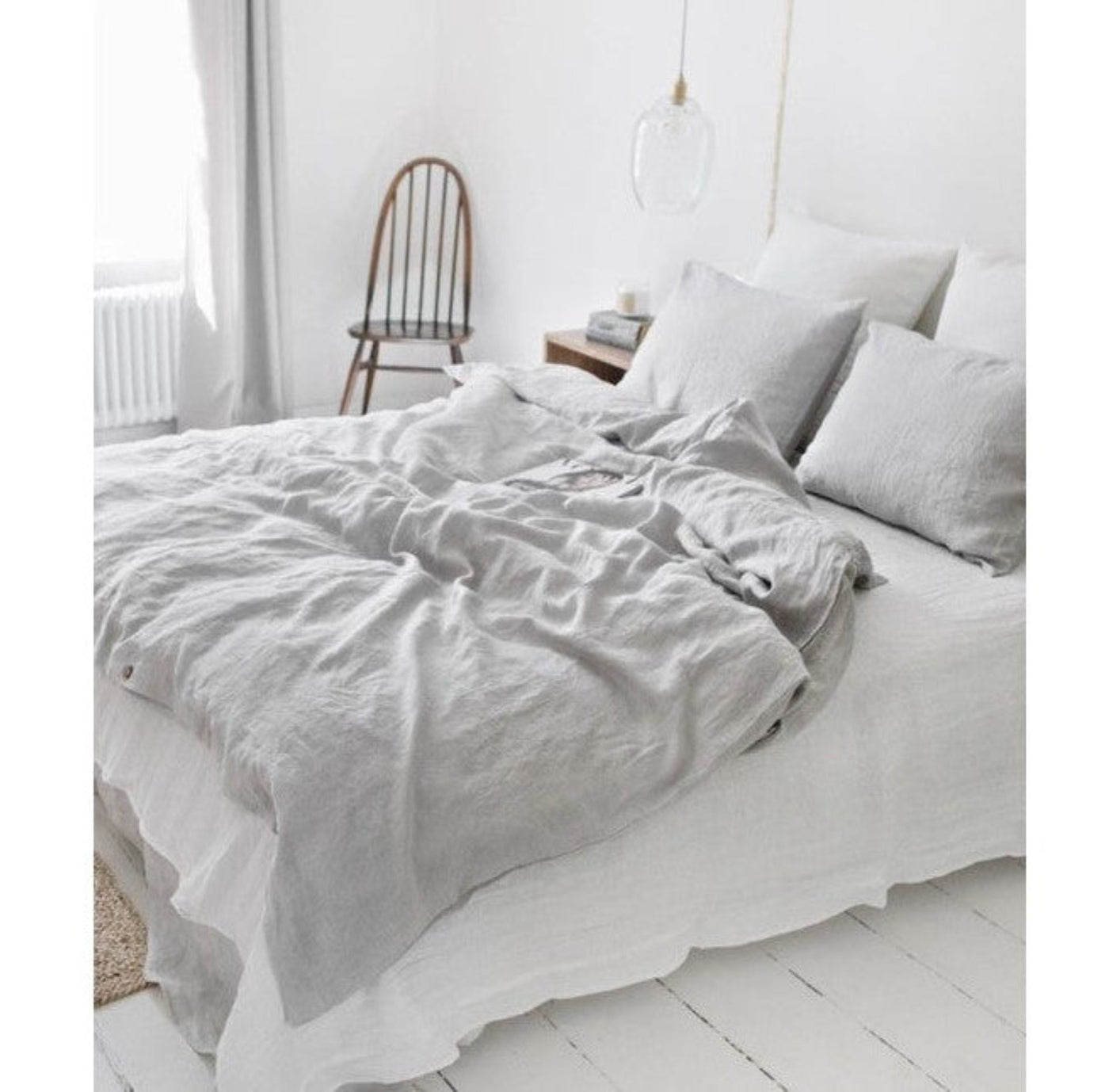 Light Grey Linen Duvet Cover