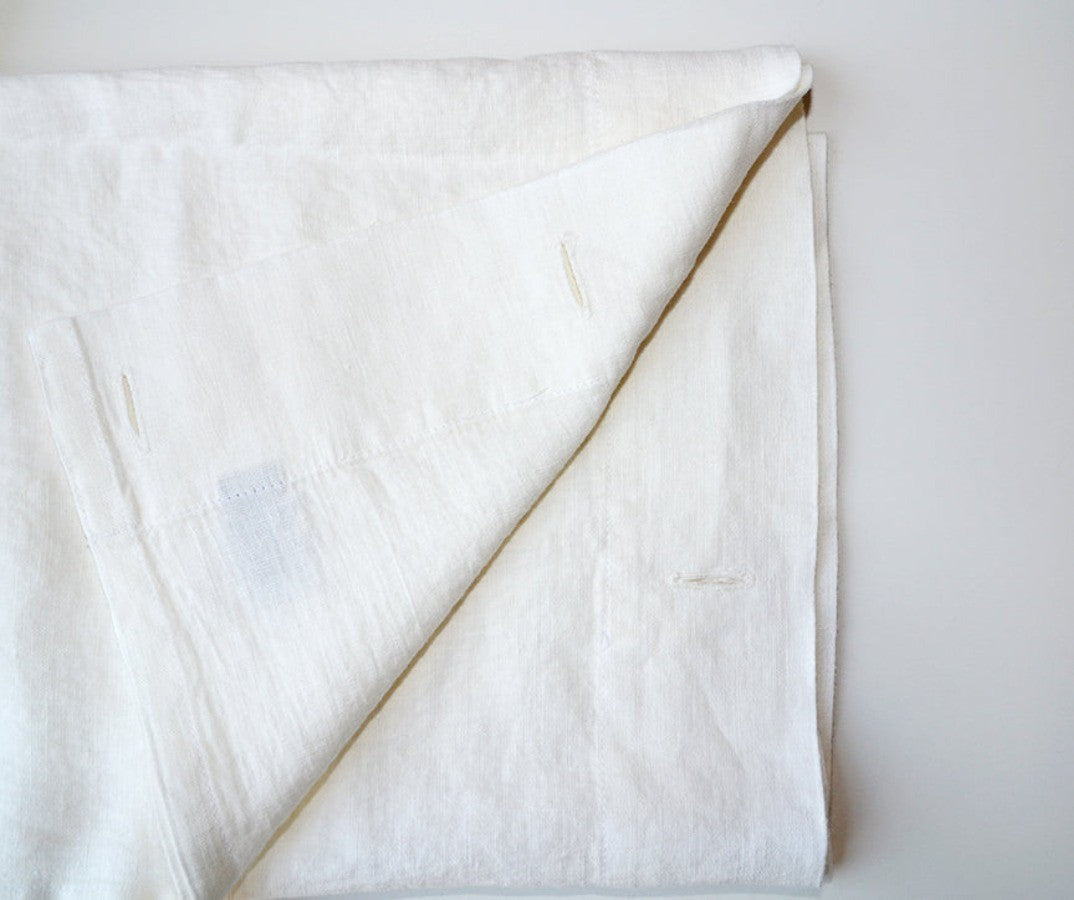 Linen Ruffle Shower Curtain - button holes.