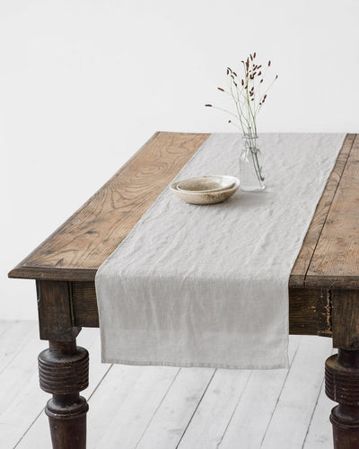 Linen Table Runner in Light Grey