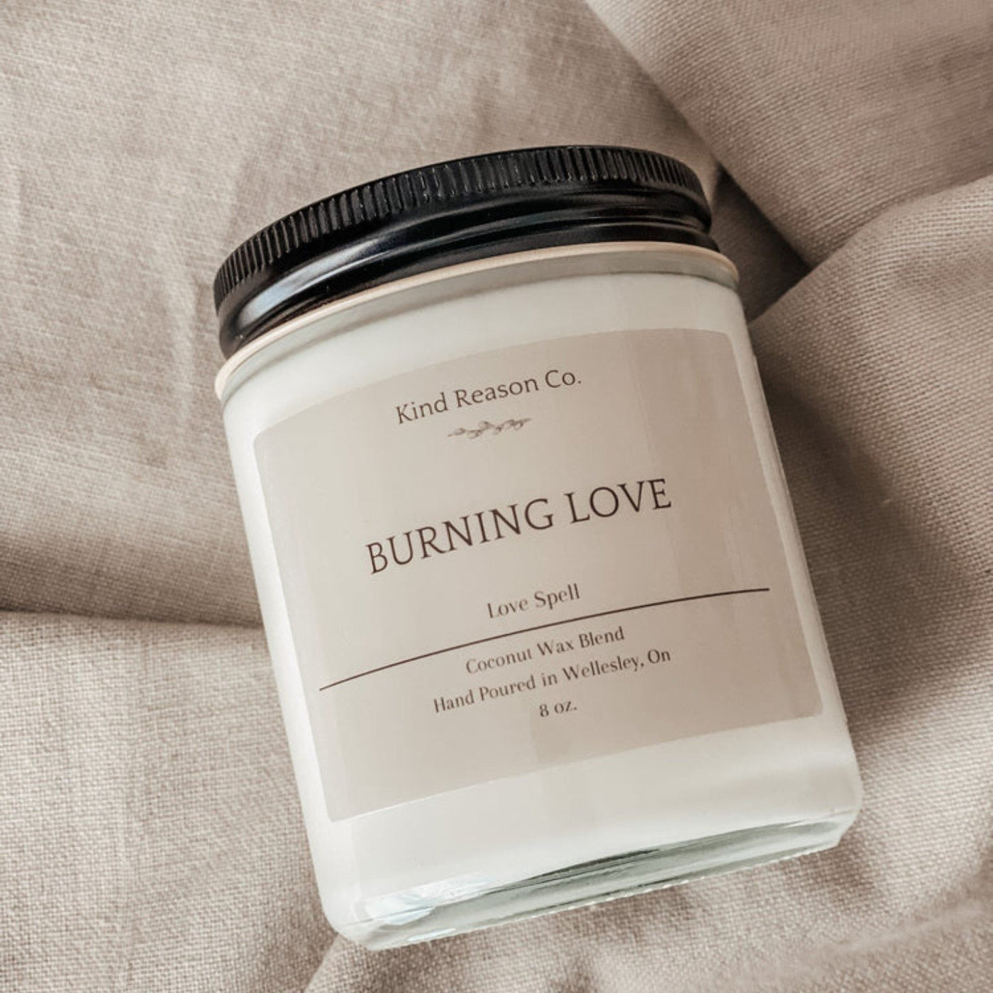Love Spell Candle: Burning Love scent. 8oz size, toxin-free candle - At Avalon Willow Home
