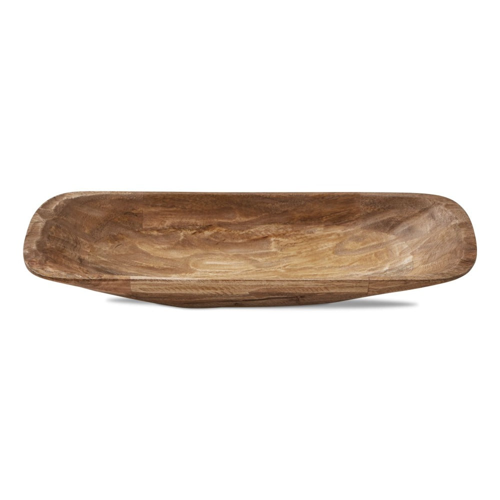 Malibu Handmade Mango Wood Dough Bowl - handcrafted modern farmhouse decor, sustainable solid wood, neutral natural finish