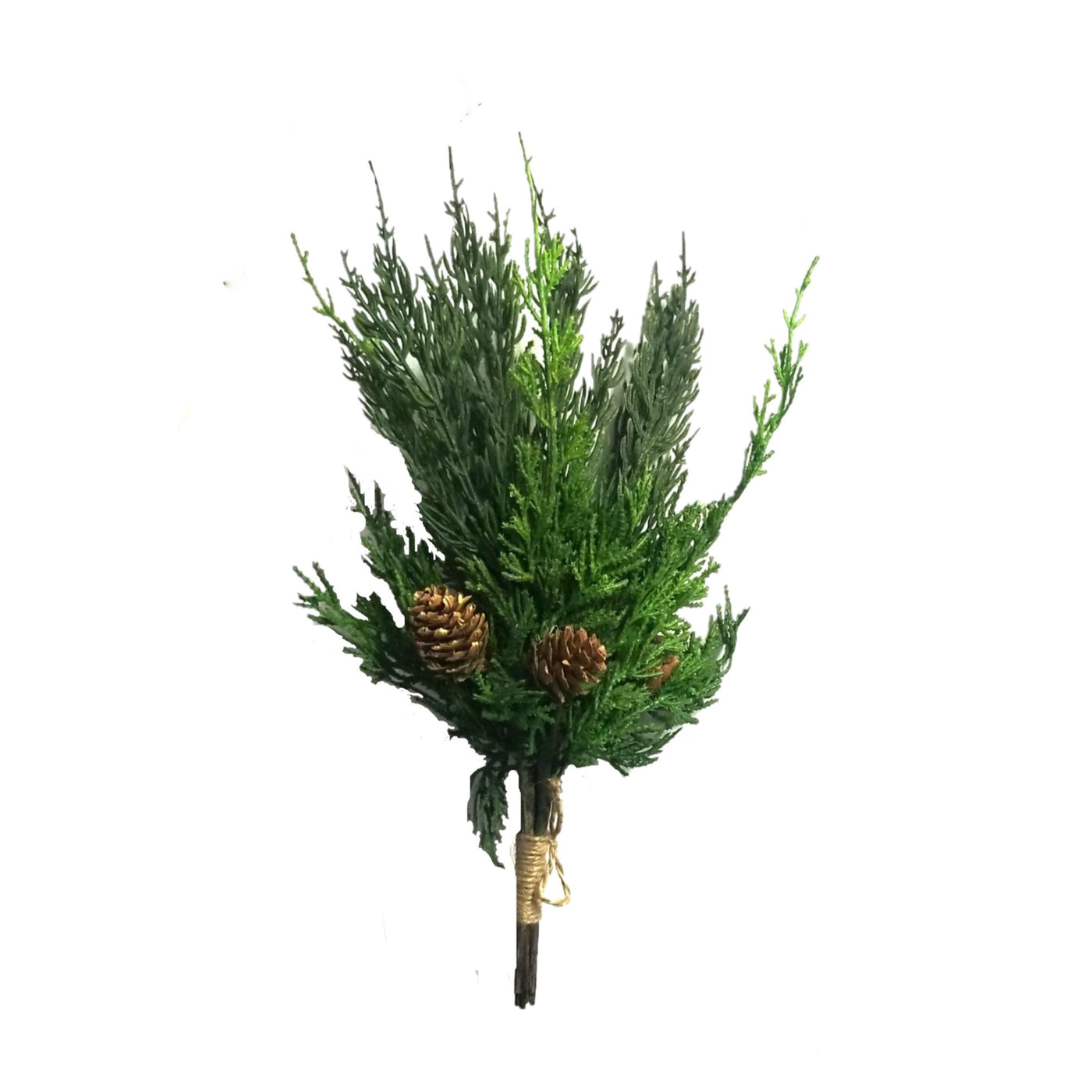 Mixed Cypress Pick 12" has 8 stems and pinecones.  Faux greenery bunch