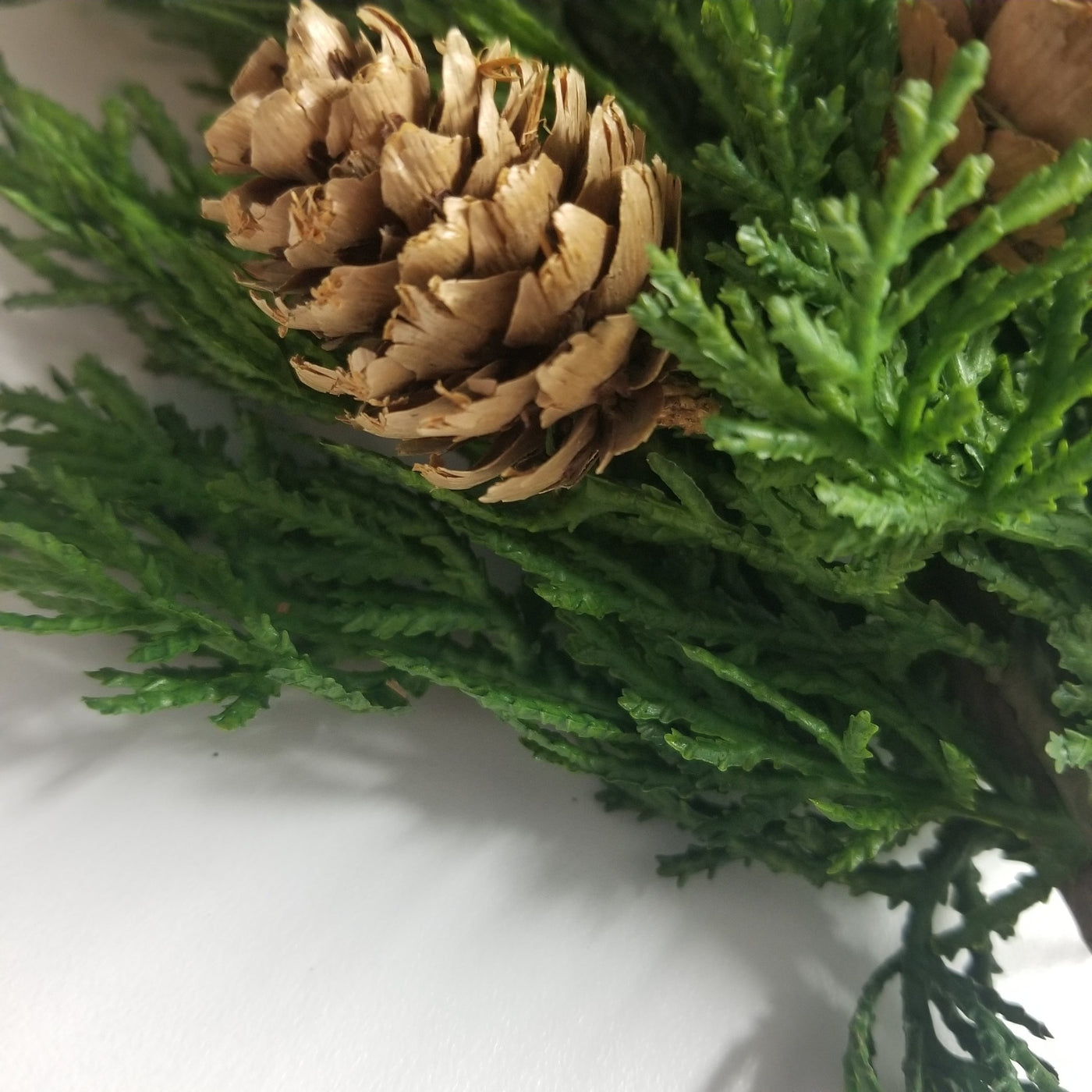 Pinecones on Mixed Cypress Pick - Faux