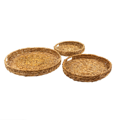 Abaca Trays - 3 Sizes: Small:  15.6 D x 2.36 H inches. Medium:  19.6 D x 2.36 H inches. Large:  23.6 D x  2.36 H inches
