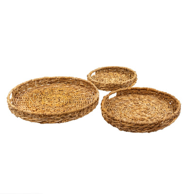 Abaca Trays - Sold individually Sizes: Small:  15.6"D x 2.36"H, Medium:  19.6"D x 2.36"H, Large:  23.6"D x  2.36" H